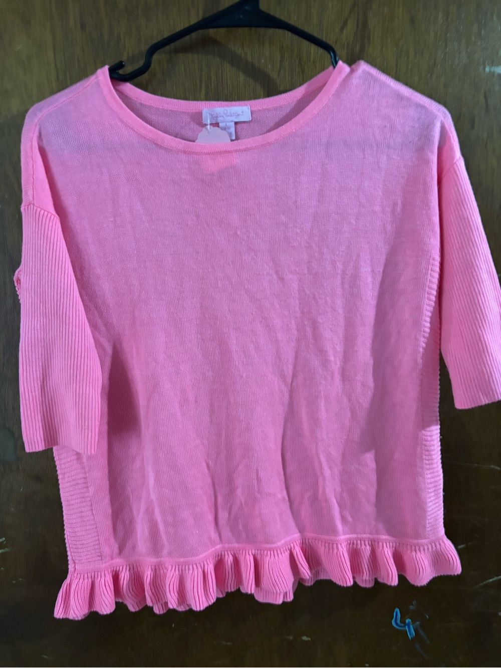 Lilly Pulitzer Pink Ruffle Hem Short-Sleeve Knit Top